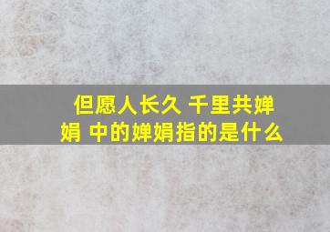 但愿人长久 千里共婵娟 中的婵娟指的是什么